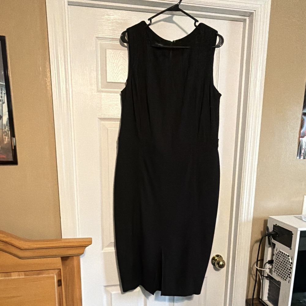 Talbots Women's Black Solid Sleeveless Knee Length Dress Size 14 Dress, Black - Picture 3 of 8